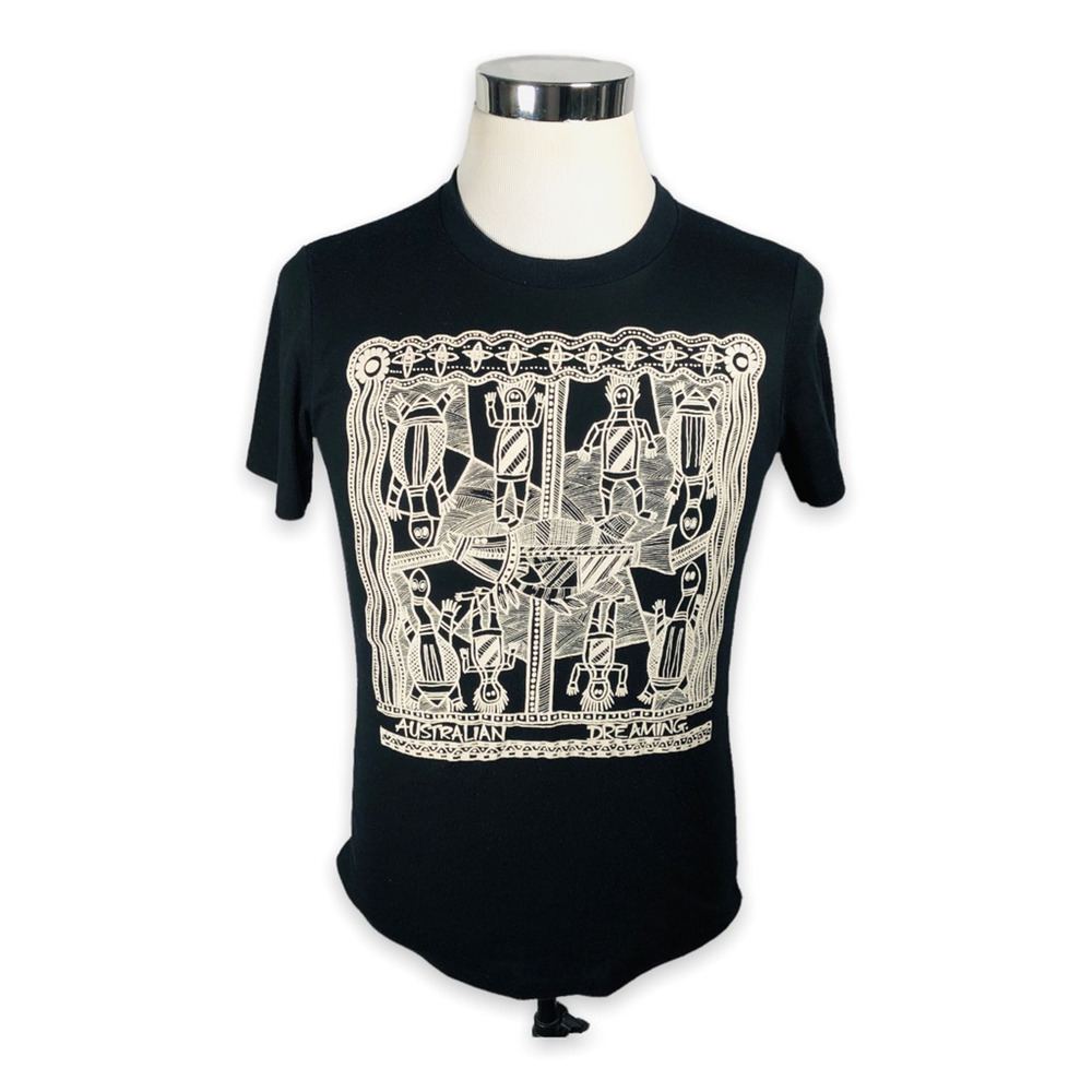 Vintage Australian Dreaming T-Shirt Mens Small Australia Tribal Tee Shirt‎ Black
